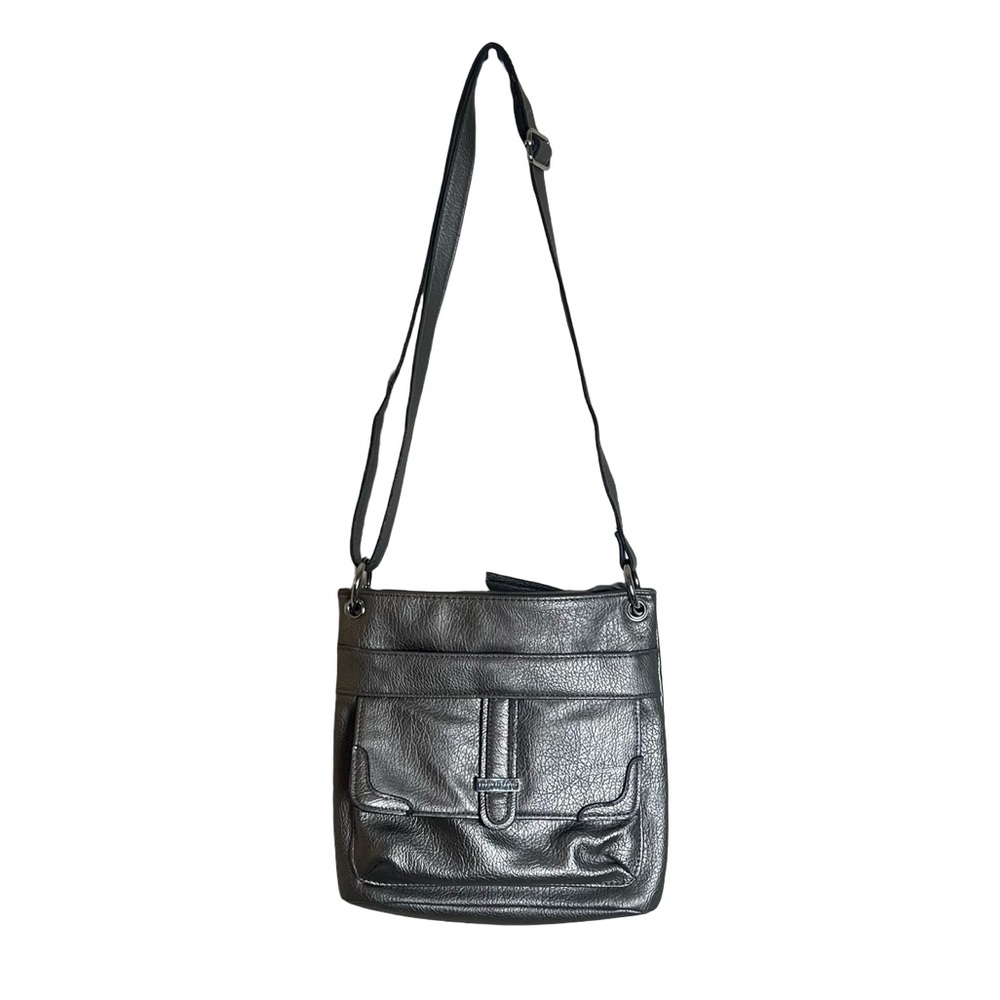 Franco Sarto faux leather‎ silver crossbody bag